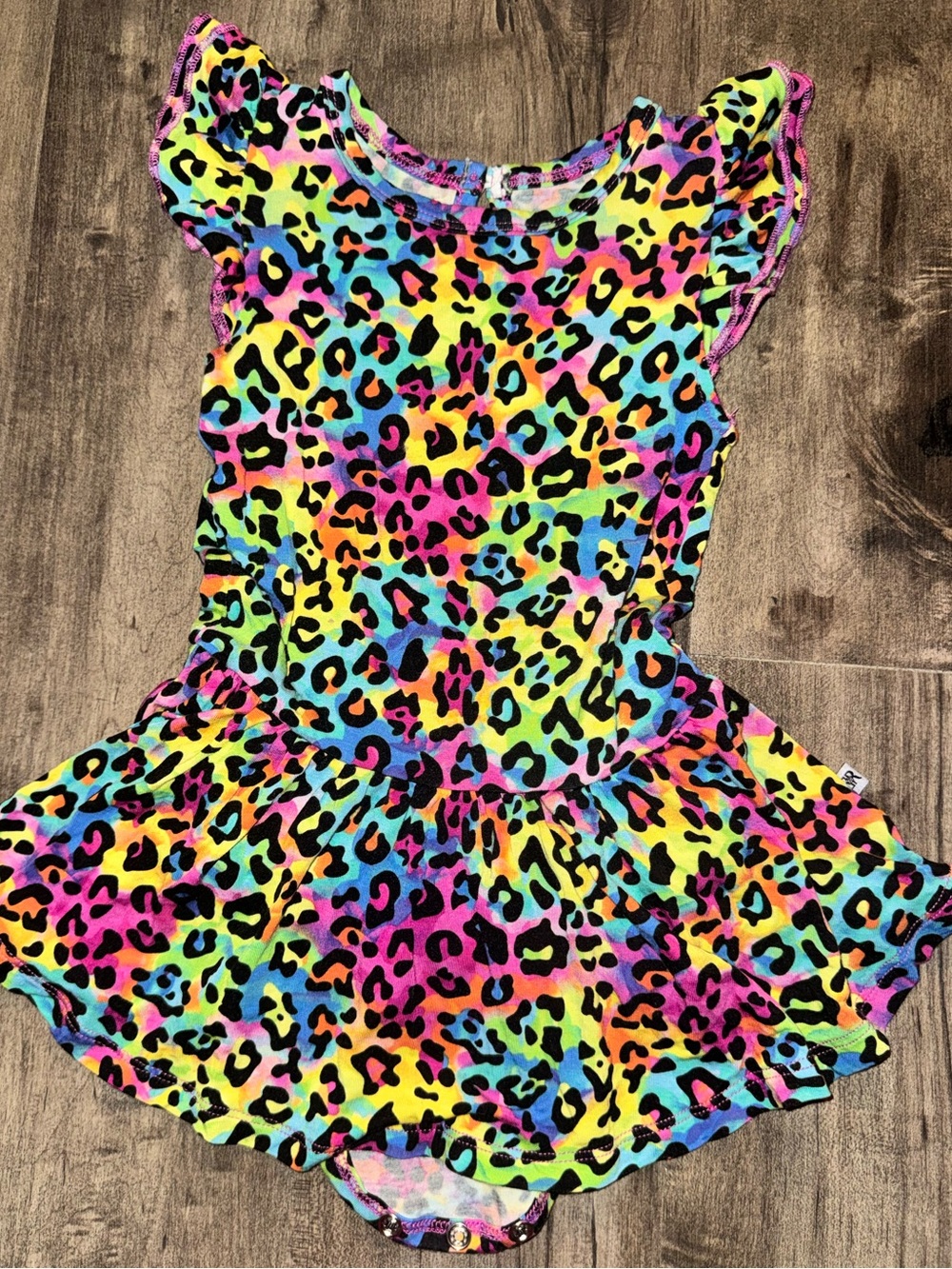 Bums & Roses Rainbow Leopard Ruffle Butt Twirl Dress Romper 18-24M